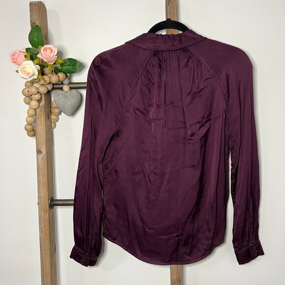 Cloth and Stone Long Sleeve Button‎ Up Tie Front Purple Blouse Size X Small - Picture 5 of 8
